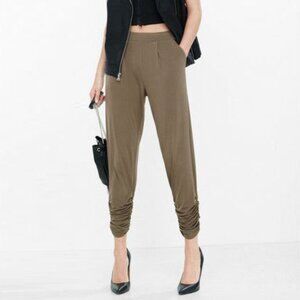 express // olive green ruched pleated soft pants S